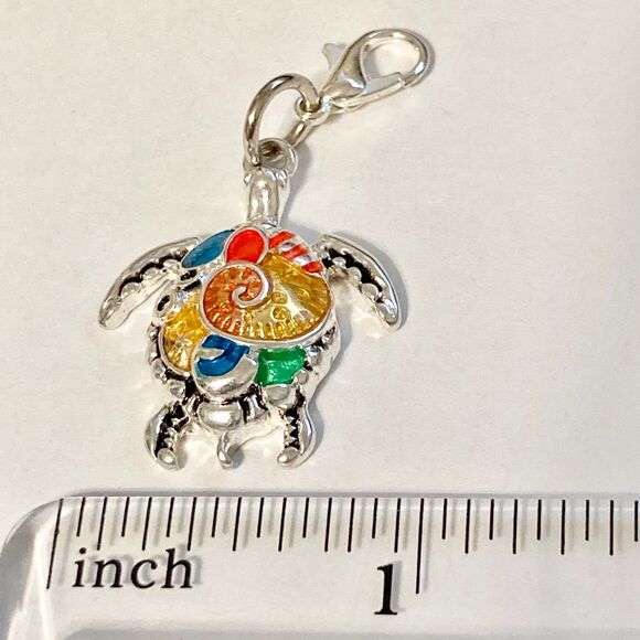 Sea Turtle Clip On Charm Zipper Pull Purse Bag Silver Tone Nautical Island Beach - Picture 7 of 8